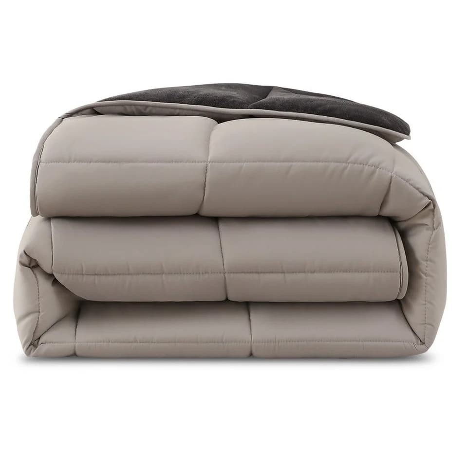 wometo Microfaserbettdecke Plüsch Steppbett Bi-Color Grau - Bild 2