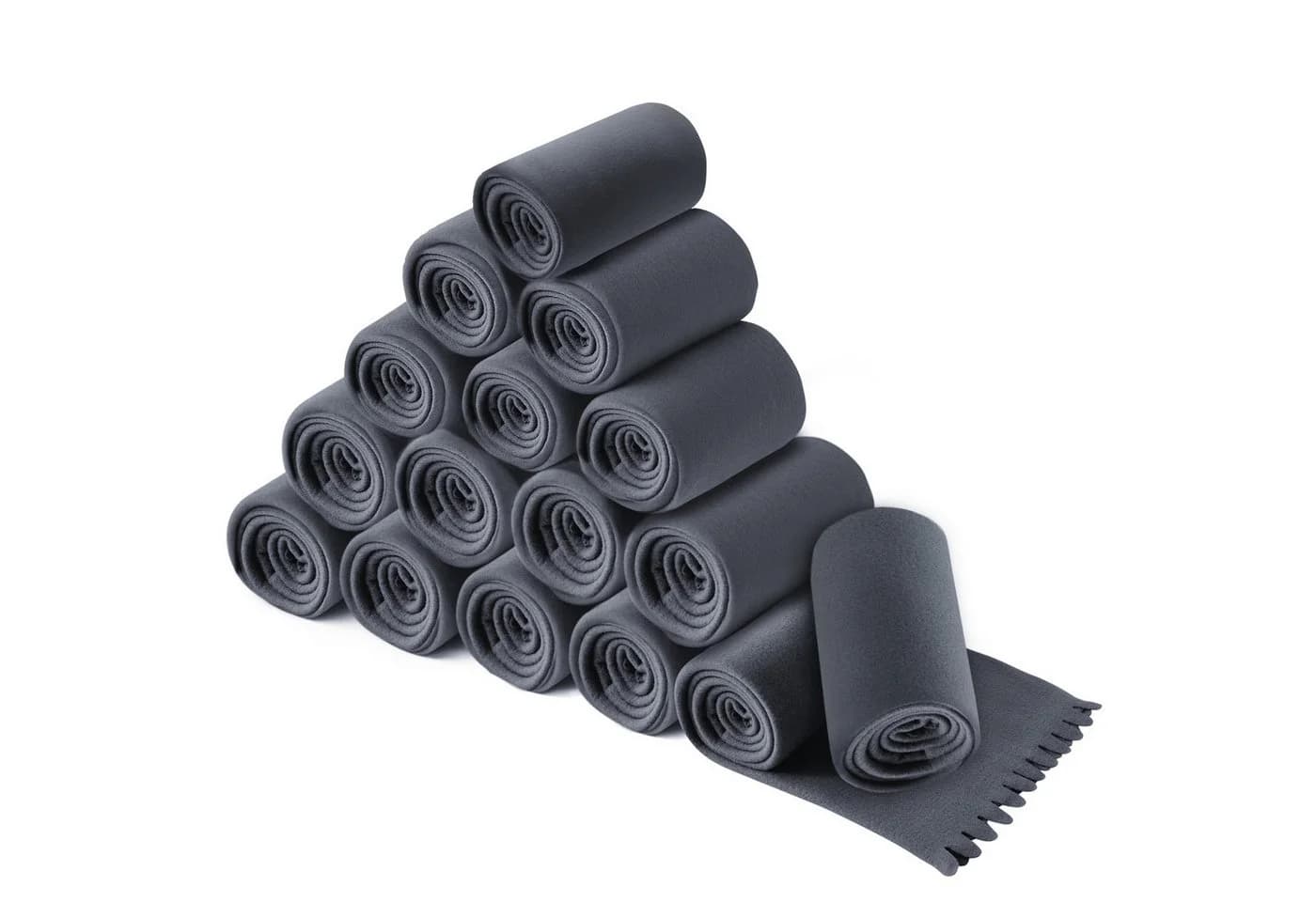 wometo Wohndecke 16er Set Grau Fleecedecke Wellenrand Anti-Pilling - Bild 2