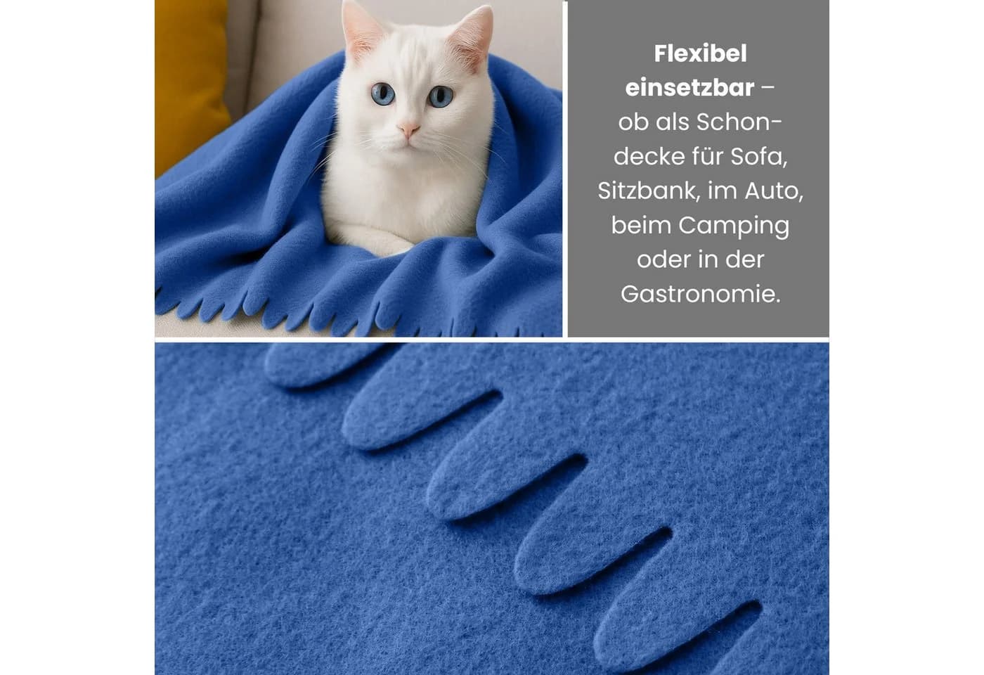 wometo Wohndecke 16er Set WAVE Fleecedecke blau/grau - Bild 4