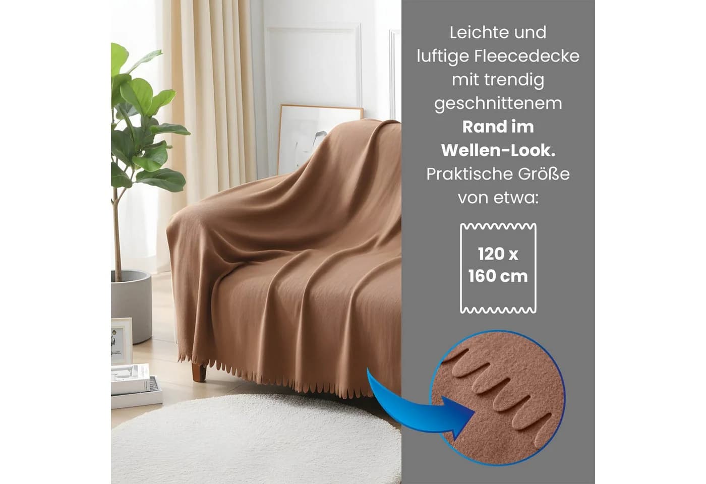 Wohndecke 3er Set Fleecedecke WAVE ca. 120x160 wometo OEKO-TEX®