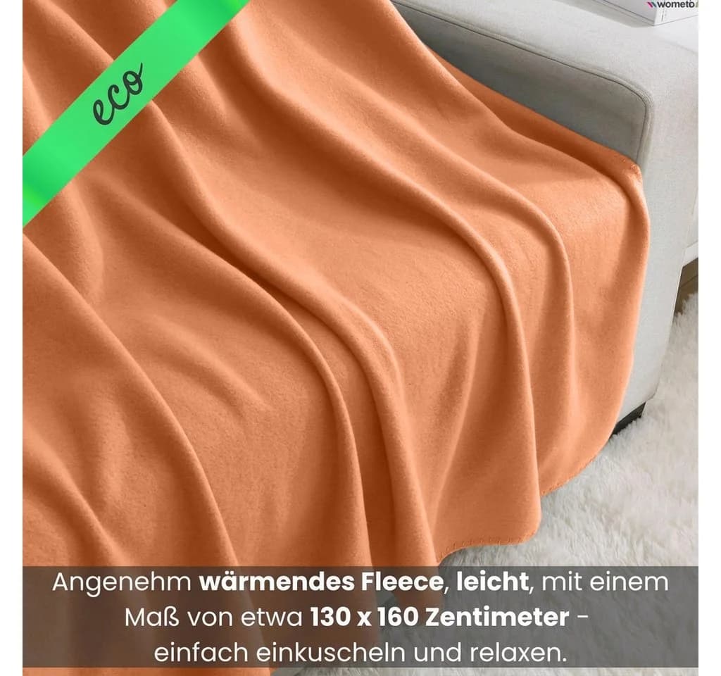 wometo Wohndecke 2er Set eco-line Fleece orange Antipilling