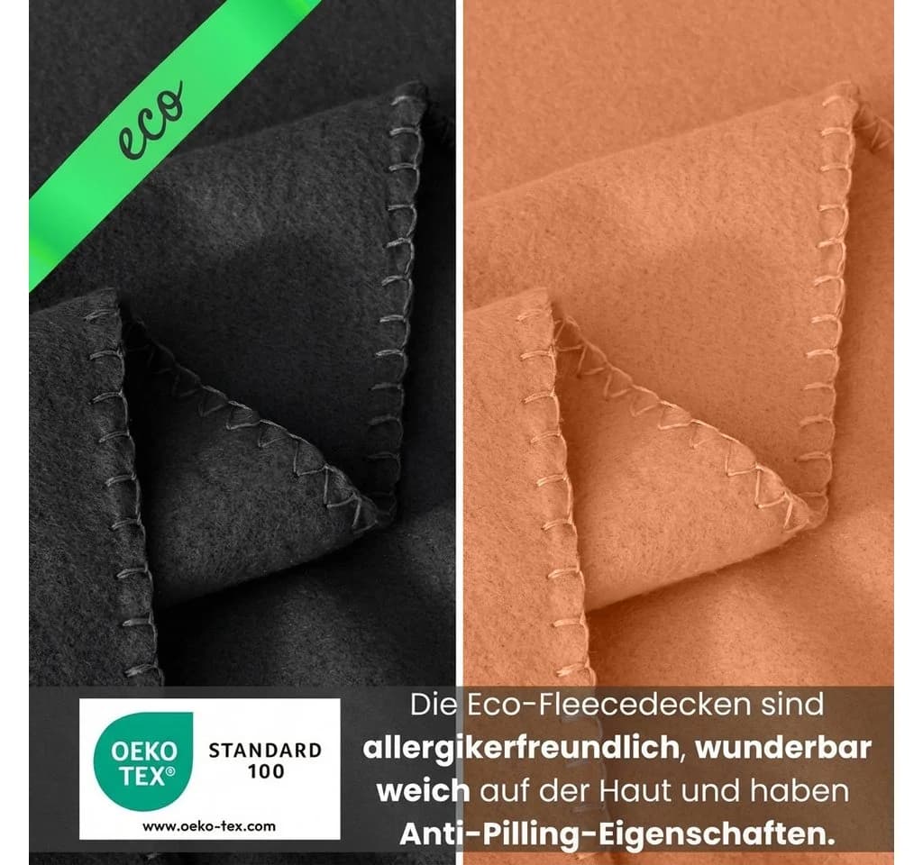 wometo Wohndecke 2er Set eco-line Fleece orange Antipilling - Bild 3