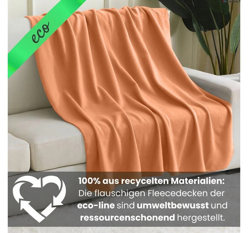 wometo Wohndecke 2er Set eco-line Fleece orange Antipilling - Bild 5