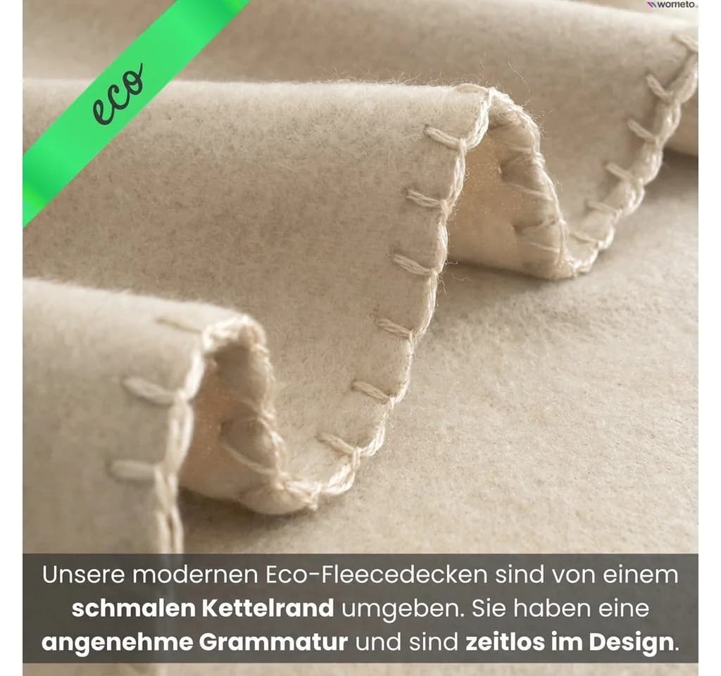 wometo Wohndecke 2er Set eco-line Fleece Beige Antipilling - Bild 4