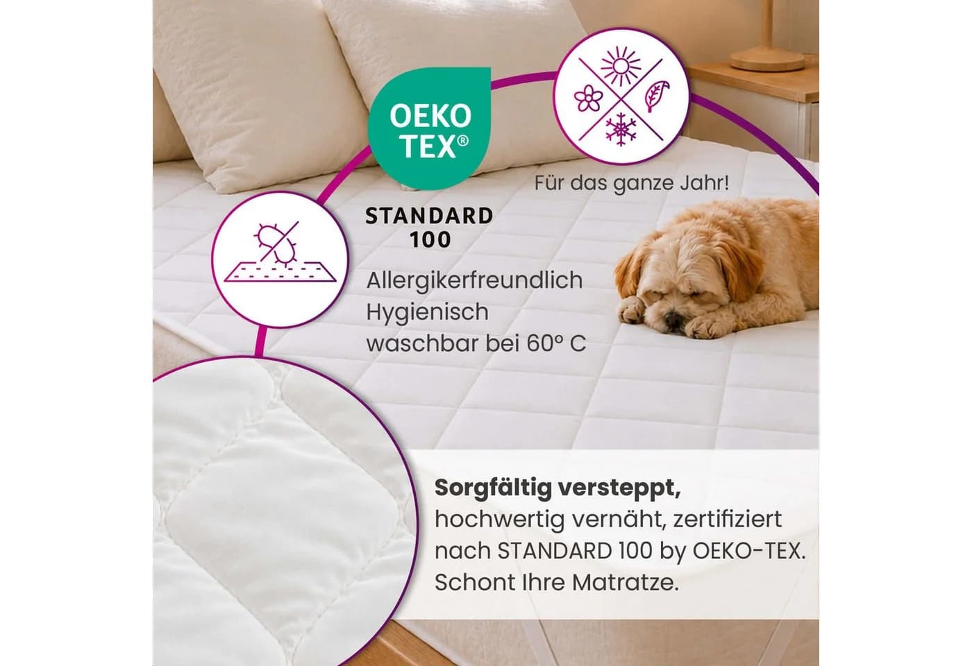 wometo Matratzenschoner Matratzenauflage Einzelbett 90x200 weiß - Bild 3