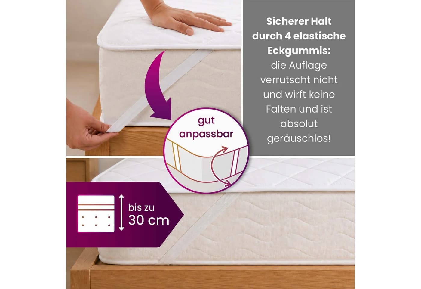 wometo Matratzenschoner Matratzenauflage Einzelbett 90x200 weiß - Bild 5
