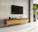 DELIFE Lowboard Stonegrace Akazie Natur Steinfurnier 4 Schubladen Bild 2