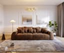 DELIFE Big-Sofa Violetta Braun Microvelours Antik Optik Bild 1
