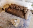 DELIFE Big-Sofa Violetta Braun Microvelours Antik Optik Bild 4