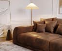 DELIFE Big-Sofa Violetta Braun Microvelours Antik Optik Bild 5