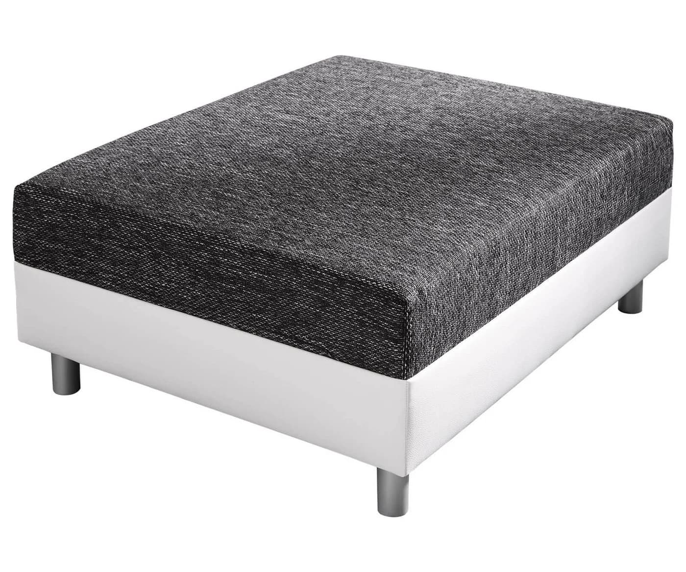 DELIFE Hocker Clovis Schwarz Weiß Kunstleder Strukturstoff - Bild 2