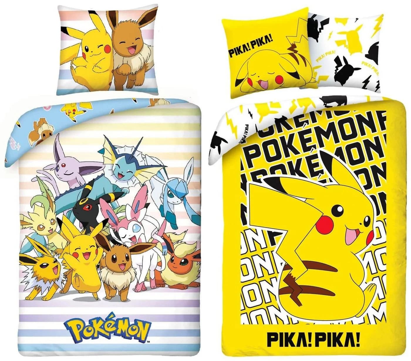 Halantex Kinder-Bettwäsche Set 2x Pikachu 135x200 & 80x80 100% Baumwolle - Bild 2