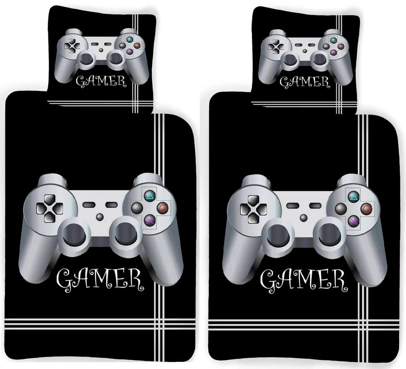 BrandMac Bettwäsche Gaming Gamer Partner-Bettwäsche für 2 Personen, 135x200 & 80x80, Baumwolle, 100% Baumwolle - Bild 2