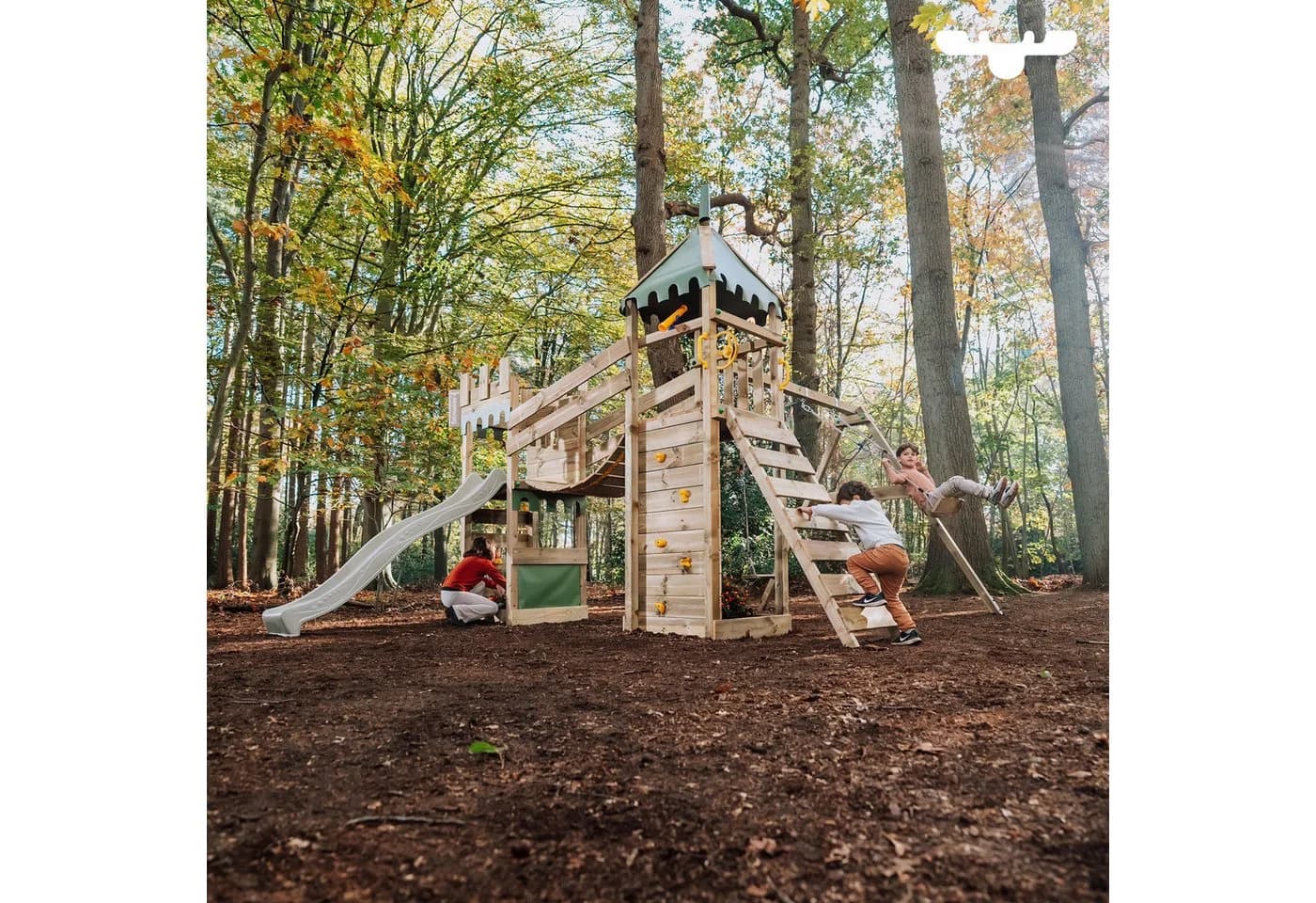 FATMOOSE Spielturm RiverRun XXL mit Wellenrutsche und Sandkasten Grün - Bild 5