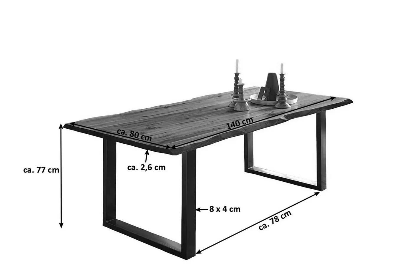SAM® Baumkantentisch Neapel Massivholz Akazie Schwarz Industrial