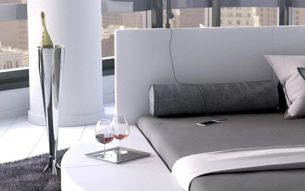 SAM® Rundbett Nostal Luxusbett Lederlook Weiß - Bild 4