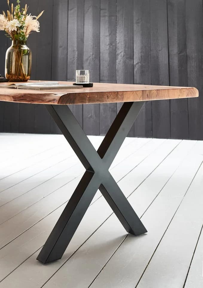 SAM® Baumkantentisch Larne massiv Akazienholz X-Gestell Metall - Bild 5