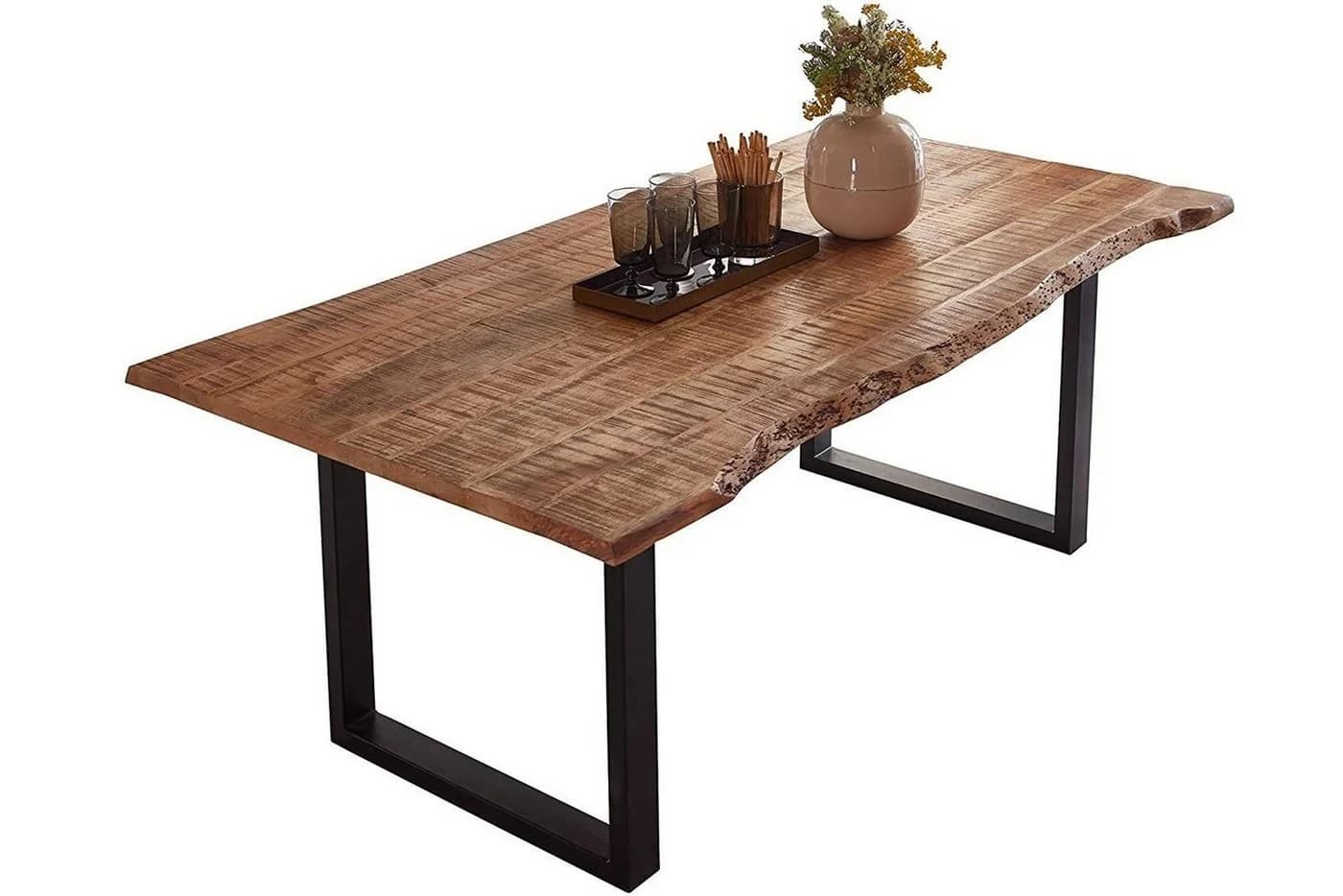 SAM® Baumkantentisch Elvas Massives Mangoholz U-Gestell Schwarz - Bild 2