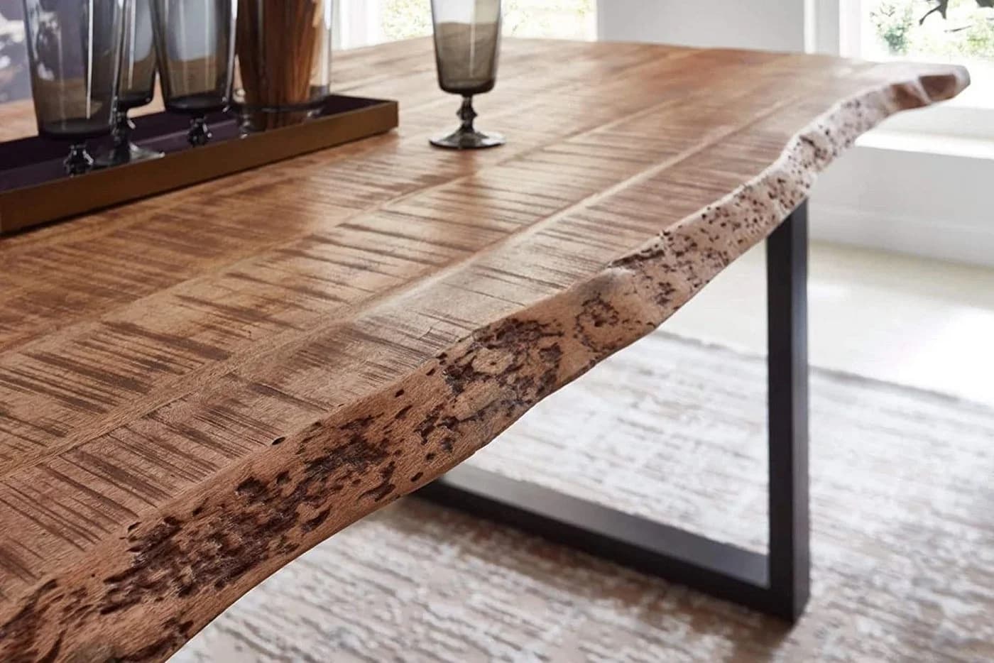 SAM® Baumkantentisch Elvas Massives Mangoholz U-Gestell Schwarz - Bild 4
