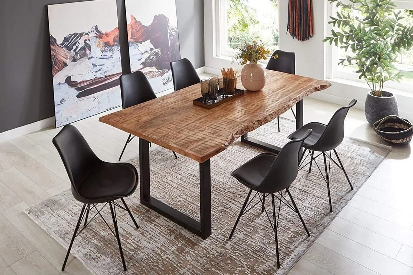 SAM® Baumkantentisch Elvas Massives Mangoholz U-Gestell Schwarz - Bild 5