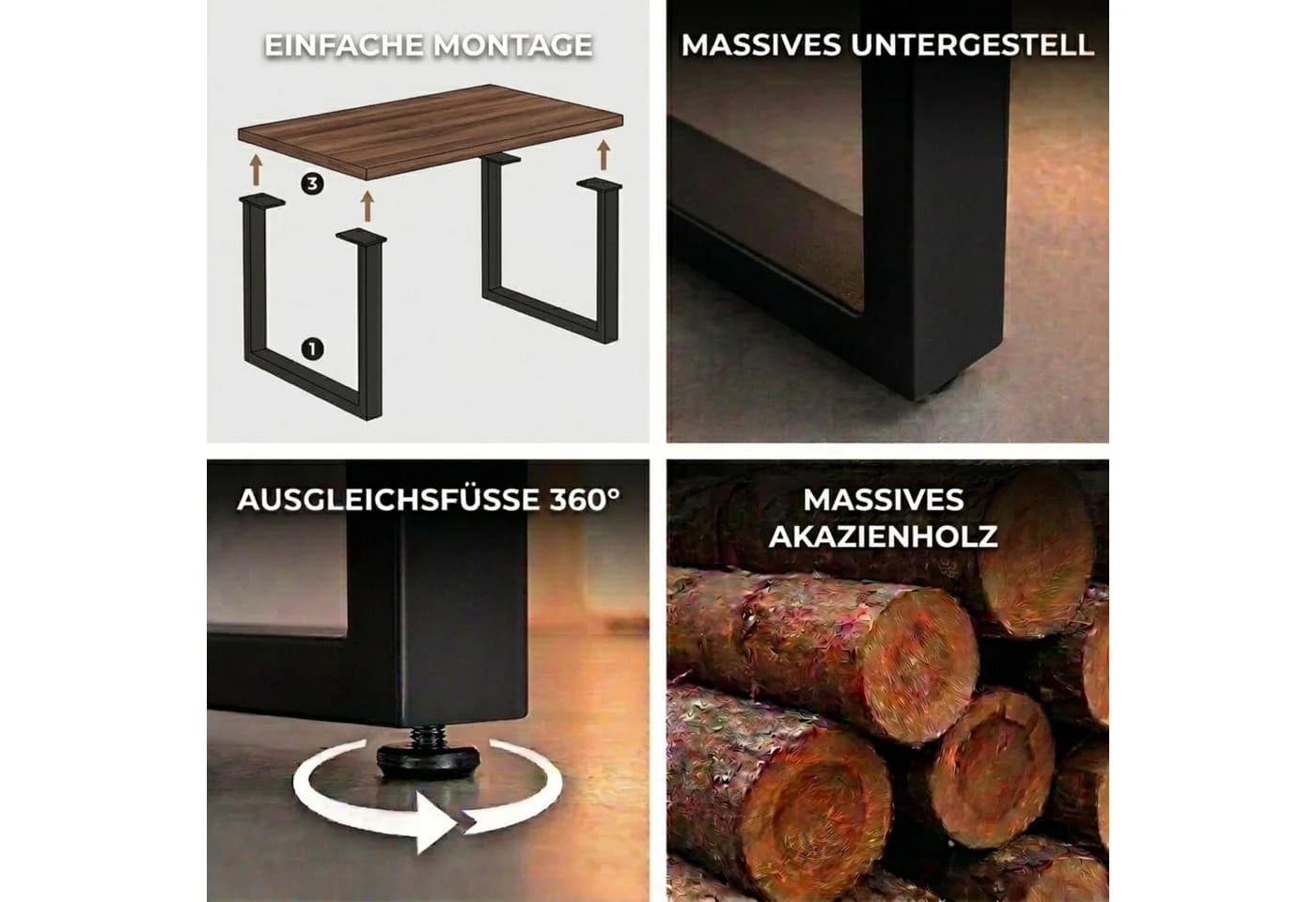 SAM® Baumkantentisch Kapalua Akazienholz Nussbaumfarben Schwarz Metallgestell - Bild 5