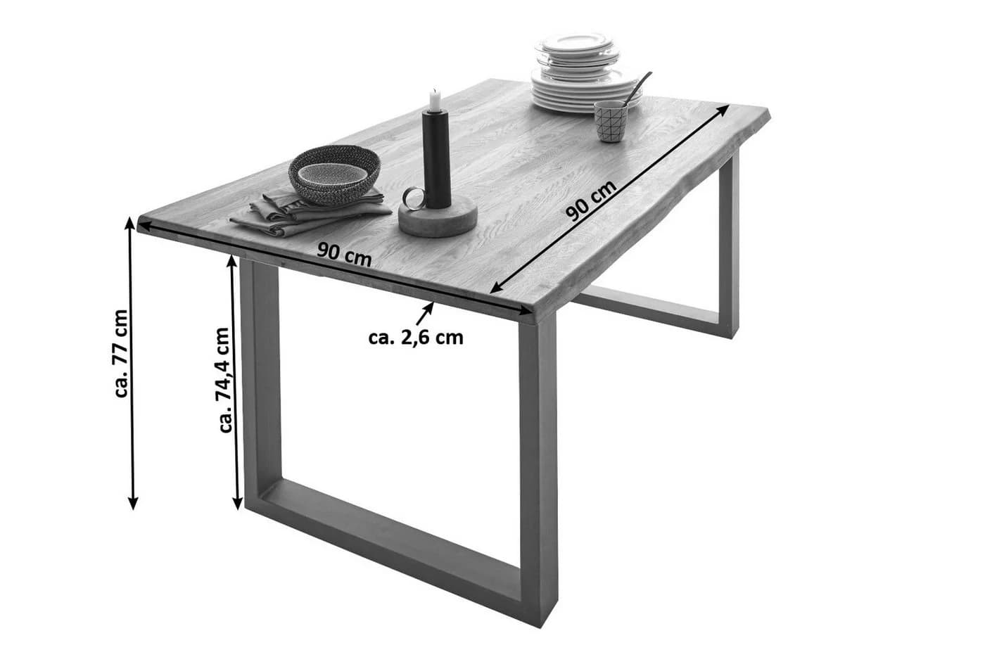 SAM® Baumkantentisch Lennart Massivholz Akazie Silber U-Form