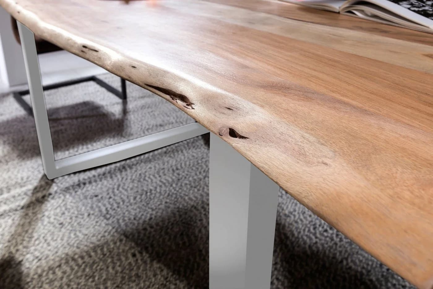 SAM® Baumkantentisch Lennart Massivholz Akazie Silber U-Form - Bild 5