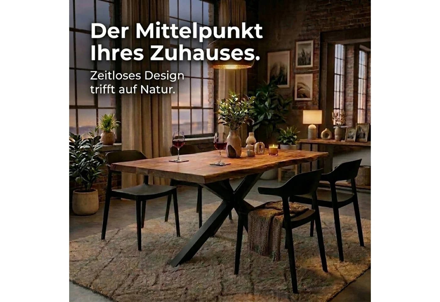 SAM® Baumkantentisch Paulina Akazienholz massiv Beige Schwarz