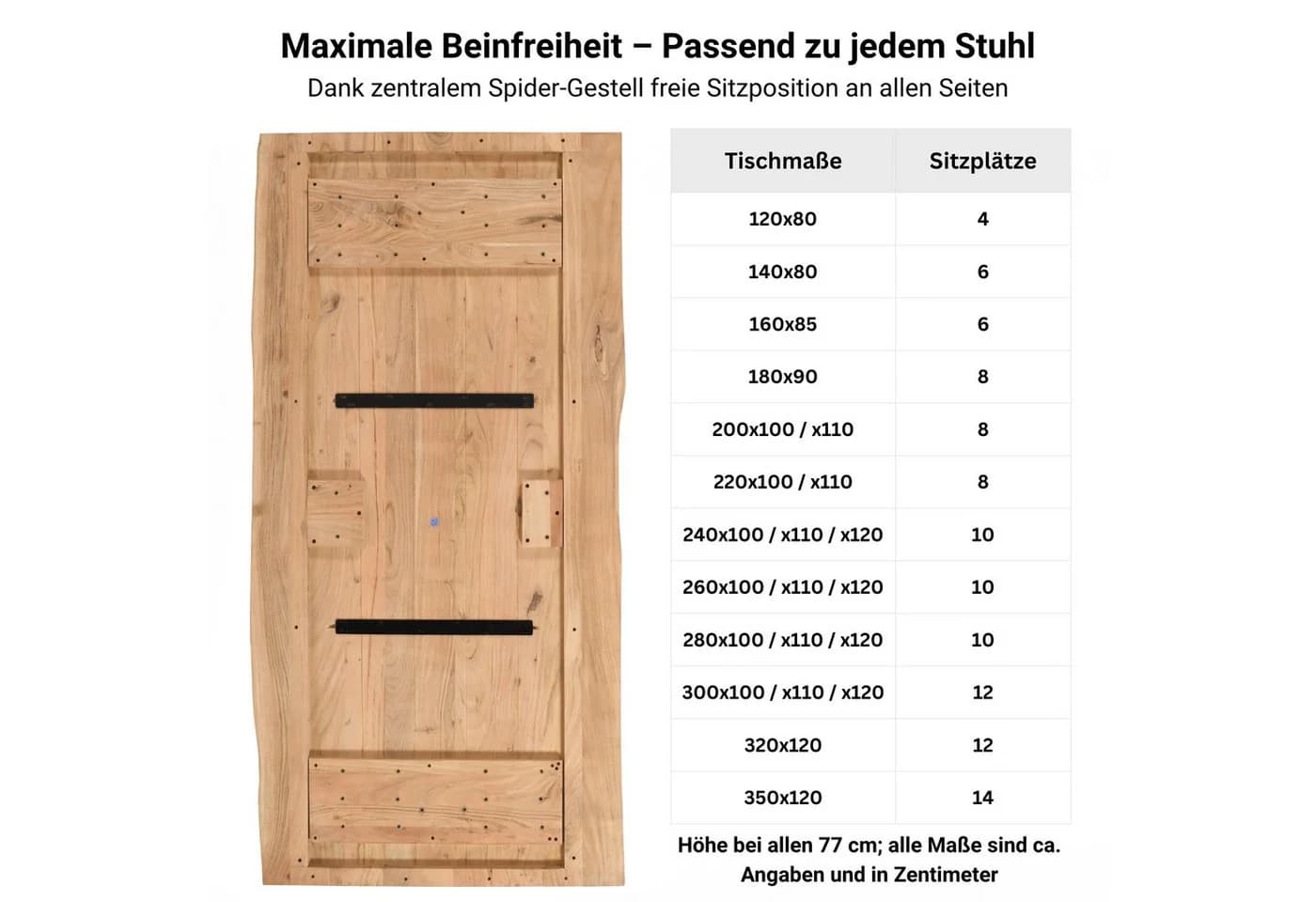 SAM® Baumkantentisch Paulina Akazienholz massiv Beige Schwarz - Bild 4