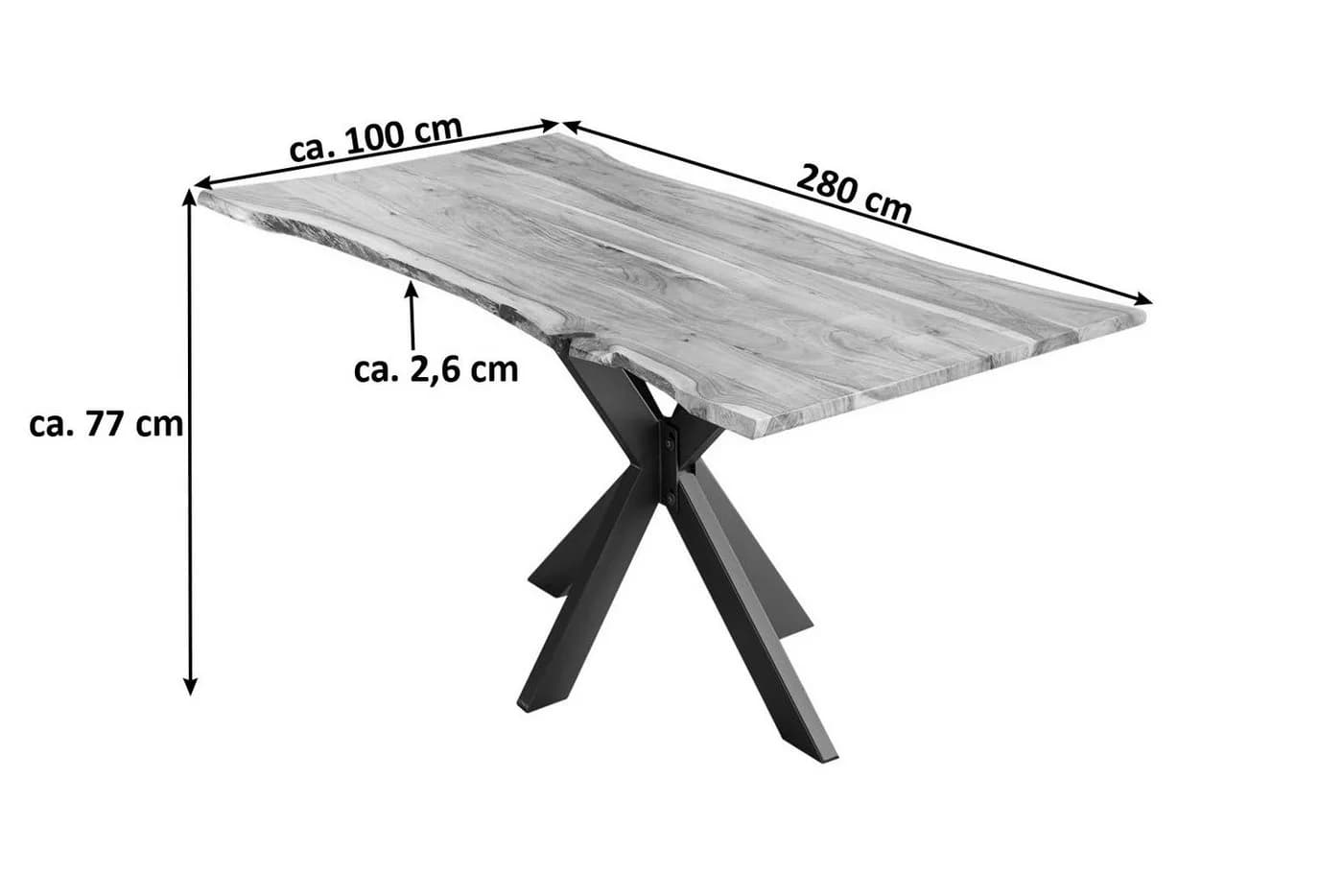 SAM® Baumkantentisch Memphistos Akazienholz Metallgestell Spider-Form