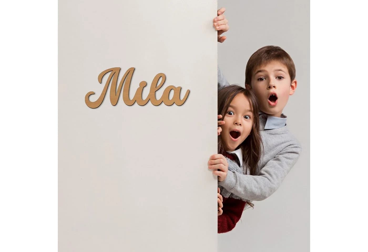 Namofactur Namensschild Mila Wanddeko MDF Holz Beige