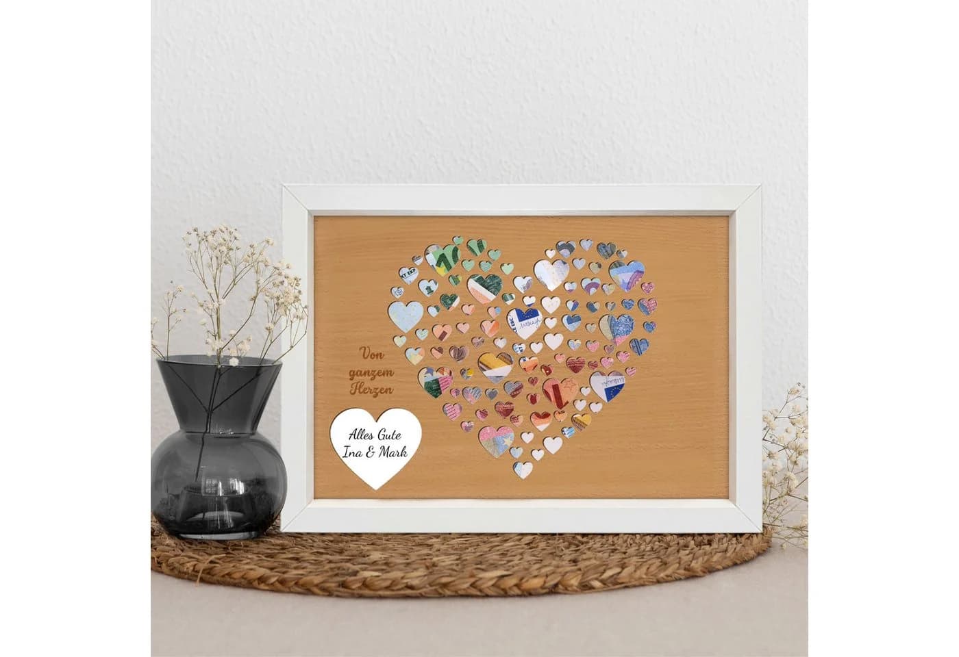 Namofactur Bilderrahmen Hochzeit Geldgeschenk Von ganzem Herzen Holz - Bild 3