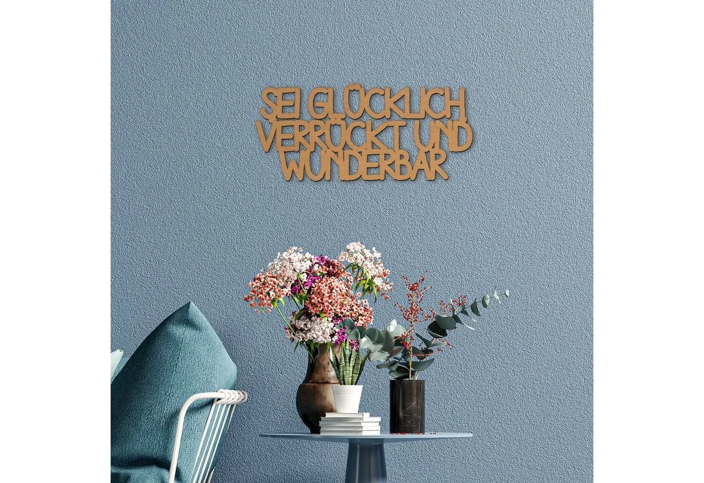 Namofactur Wanddekoobjekt Sei glücklich Schriftzug aus MDF Holz - Bild 4
