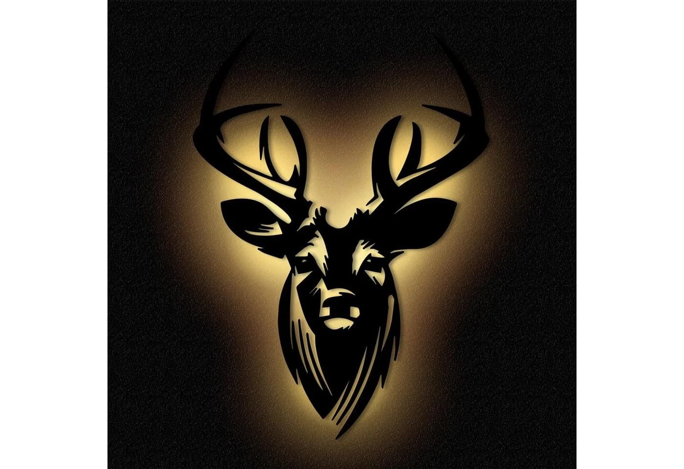 Namofactur LED Hirsch Wanddeko aus MDF Holz, schwarz lackiert, LED fest integriert, Warmweiß