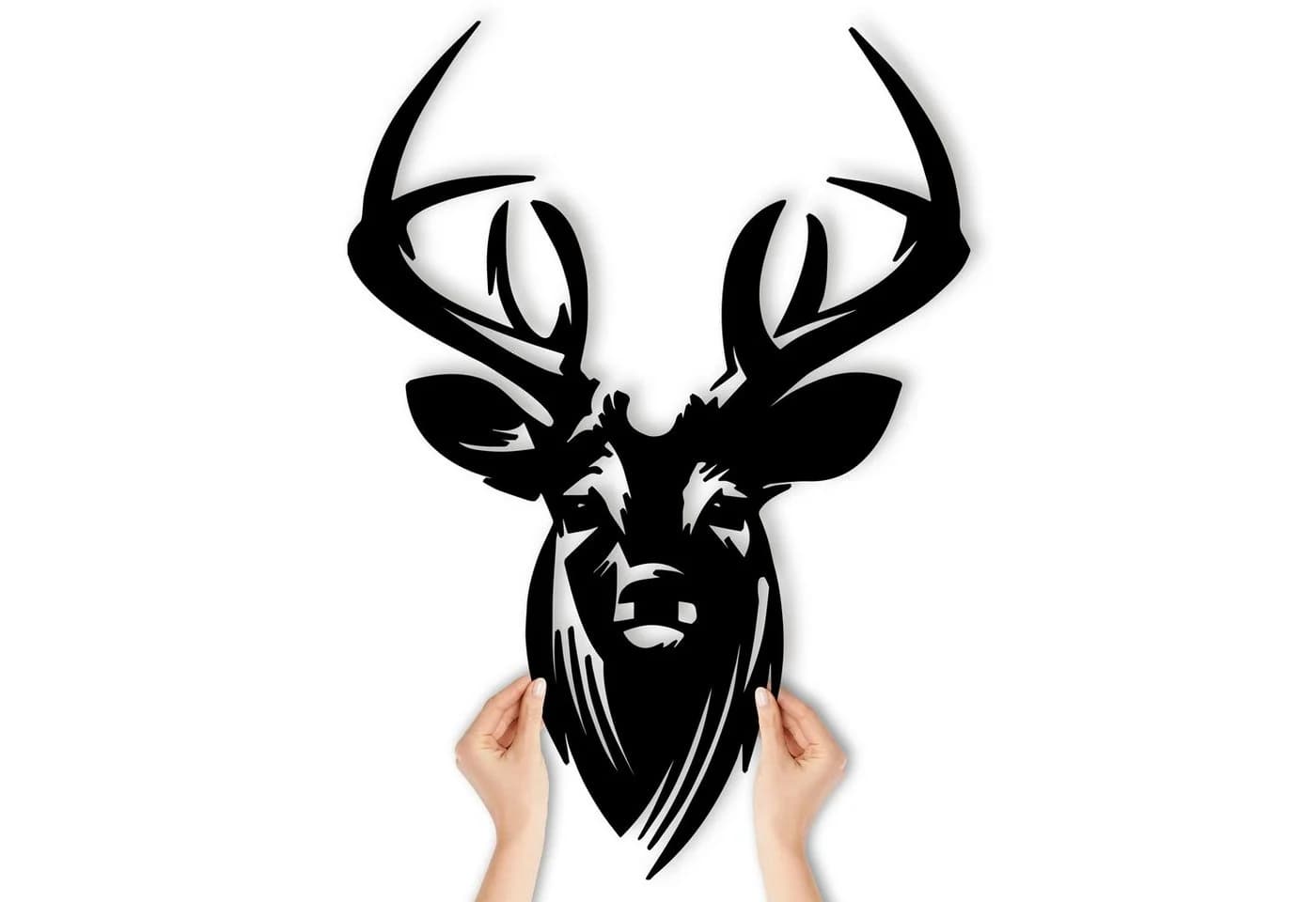 Namofactur LED Hirsch Wanddeko aus MDF Holz, schwarz lackiert, LED fest integriert, Warmweiß - Bild 3
