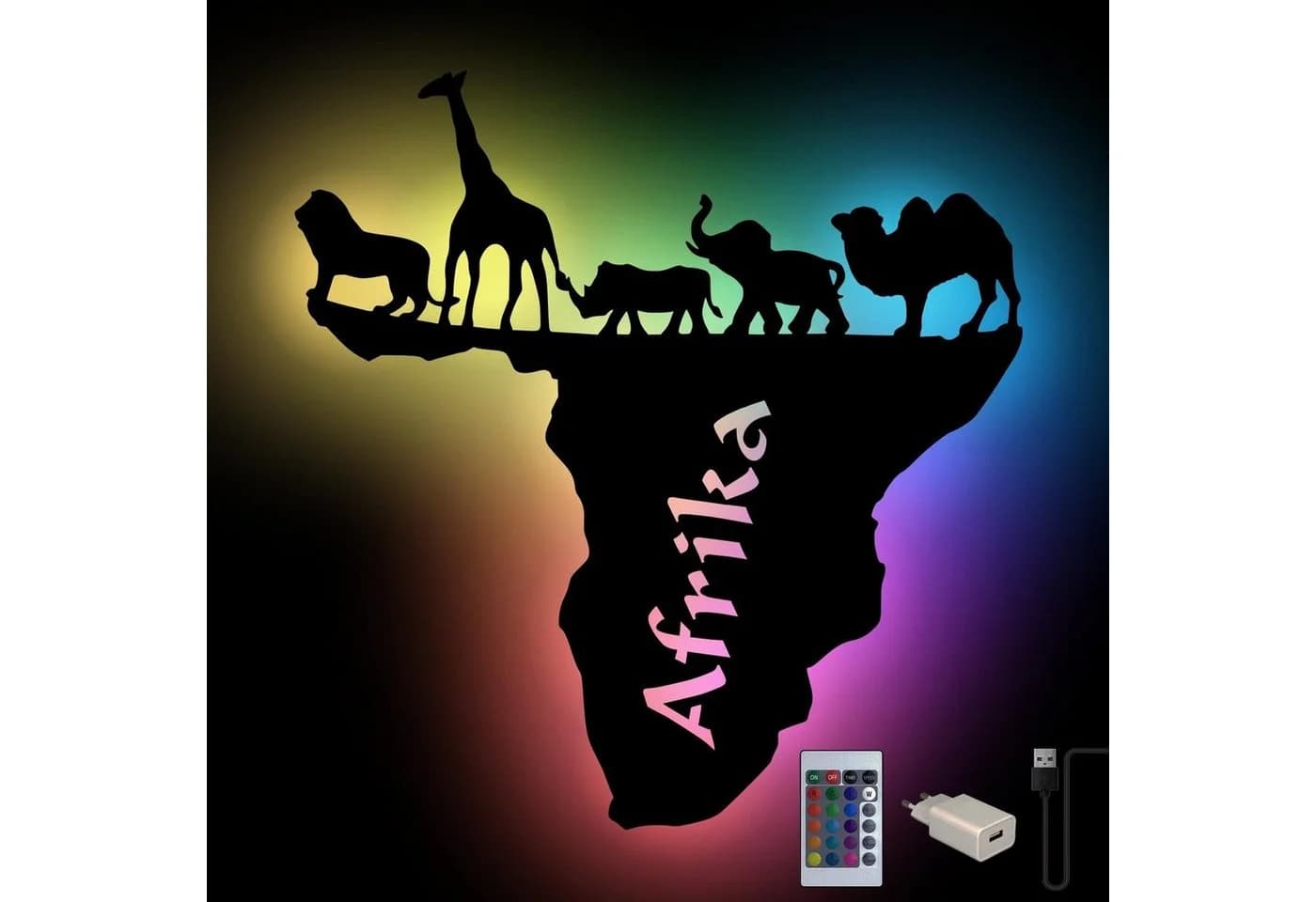 Namofactur LED Dekolicht USB Farbwechsel Afrika Landkarte Deko Wand Lampe - Bild 2