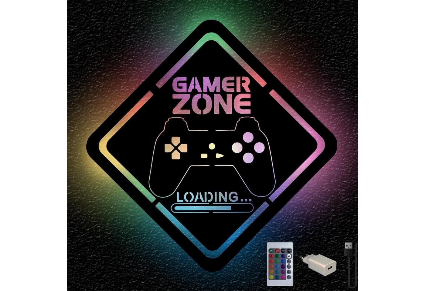 Namofactur LED Dekolicht RGB Farbwechsel Wandlampe Schwarz Gaming Deko