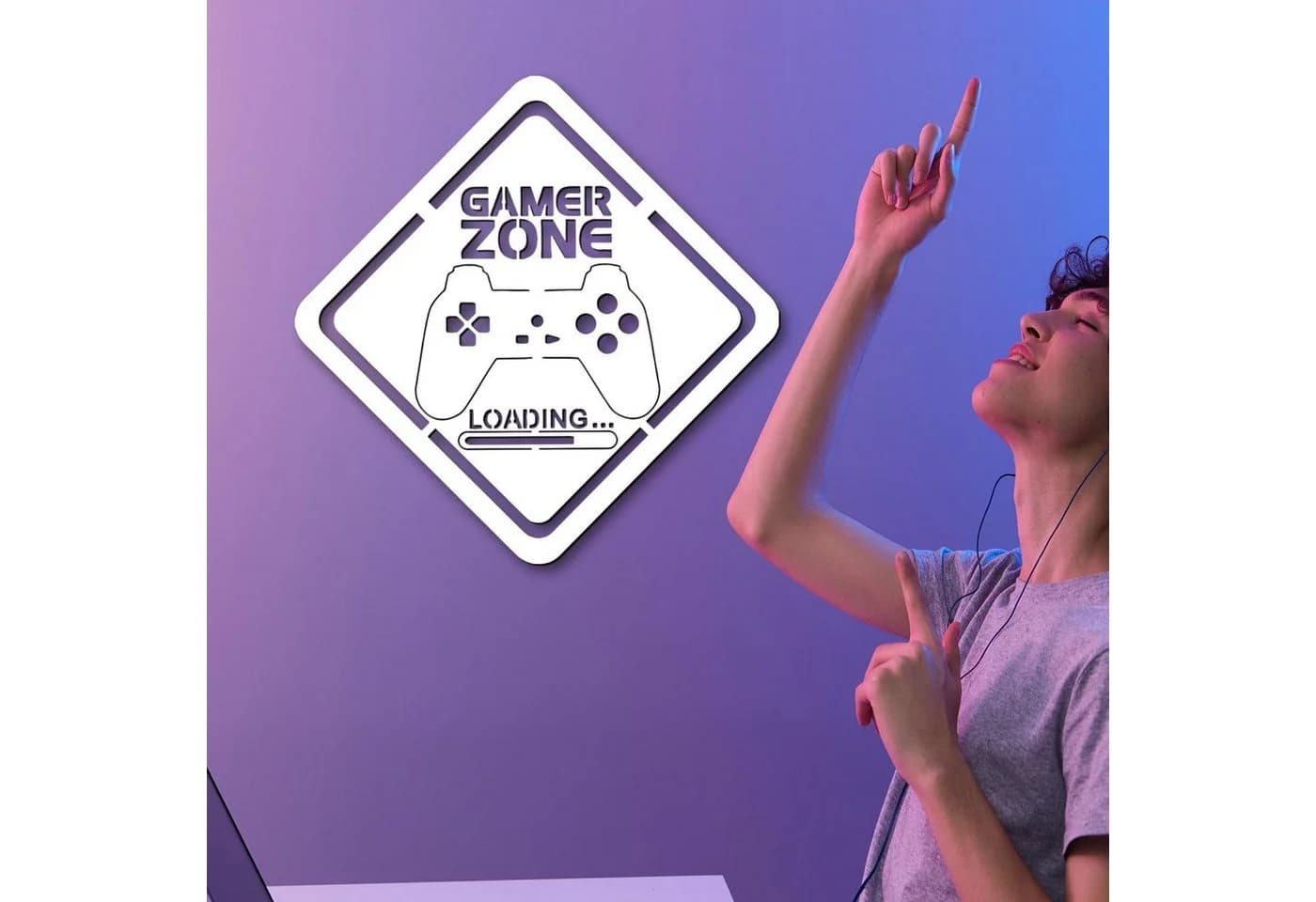 Namofactur LED Dekolicht RGB Farbwechsel Wandlampe Schwarz Gaming Deko - Bild 4