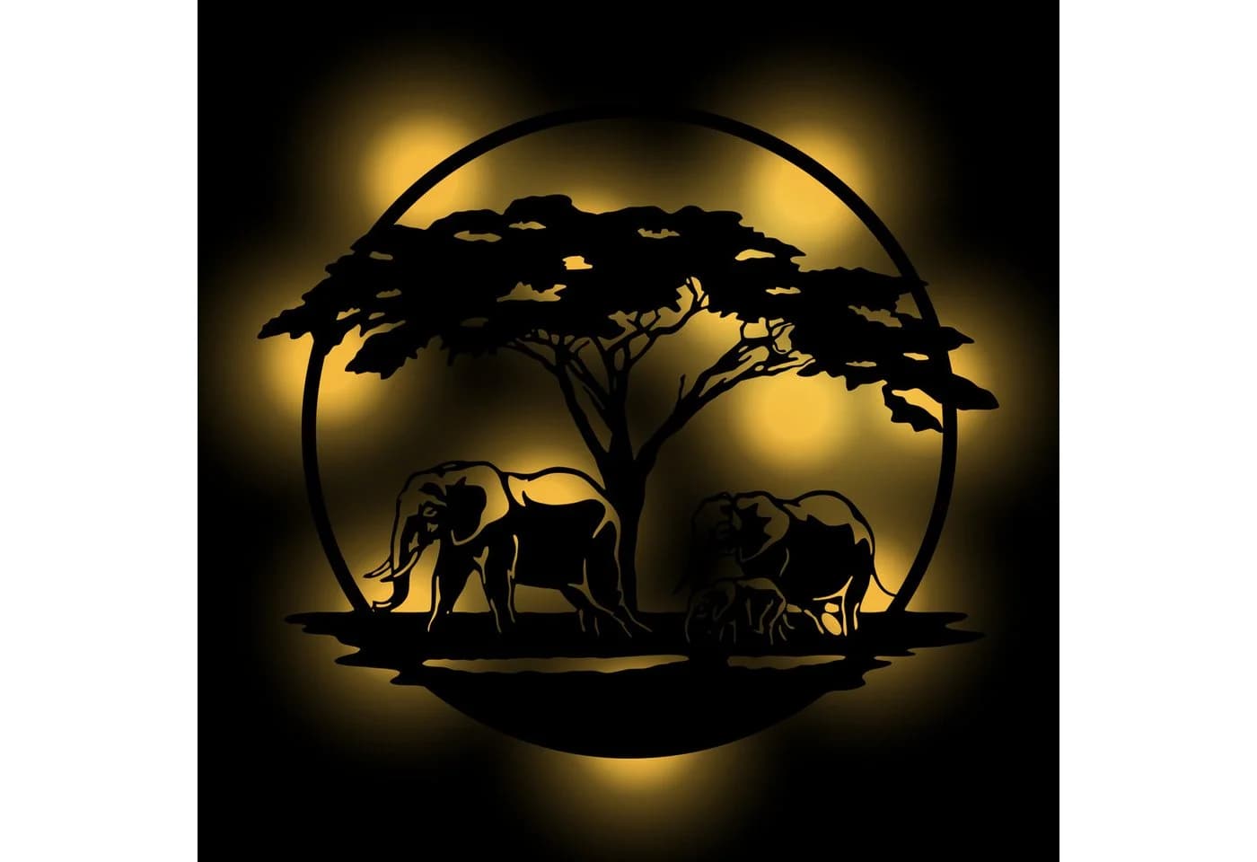 Namofactur LED Wanddeko Elefant Schwarz Pappelsperrholz