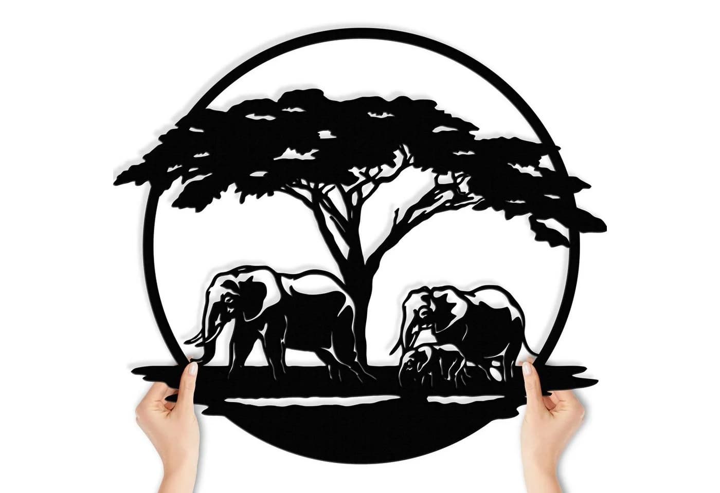 Namofactur LED Wanddeko Elefant Schwarz Pappelsperrholz - Bild 4