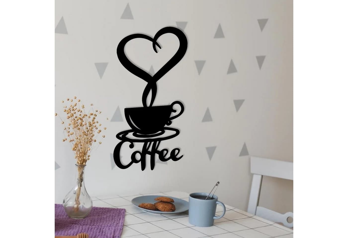 Namofactur 3D-Wandtattoo Kaffee Deko Holz Wandtattoo Kaffeetasse Herz Dampf Wandbild - Bild 5