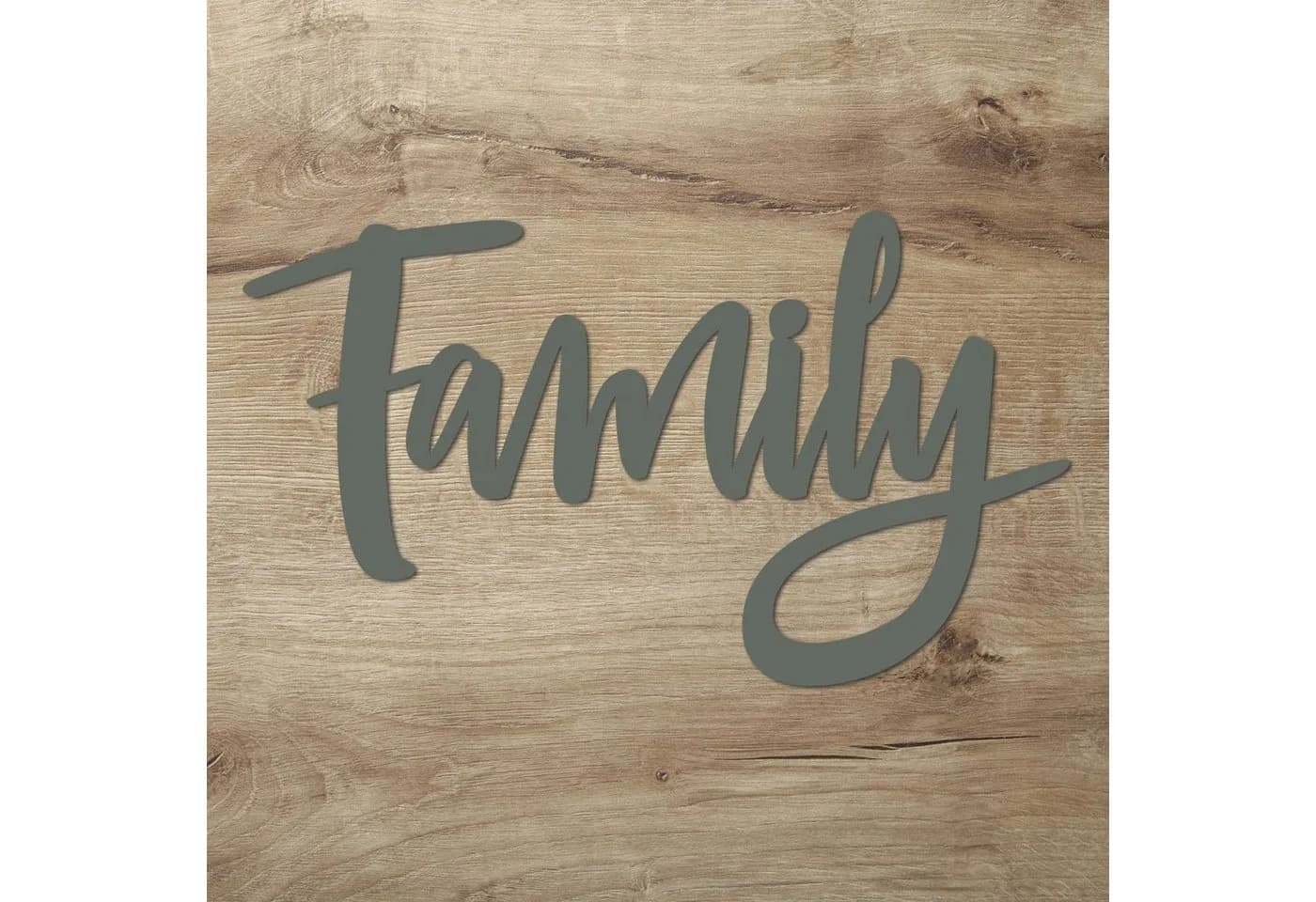 Namofactur 3D-Wandtattoo "Family" aus Holz Grau