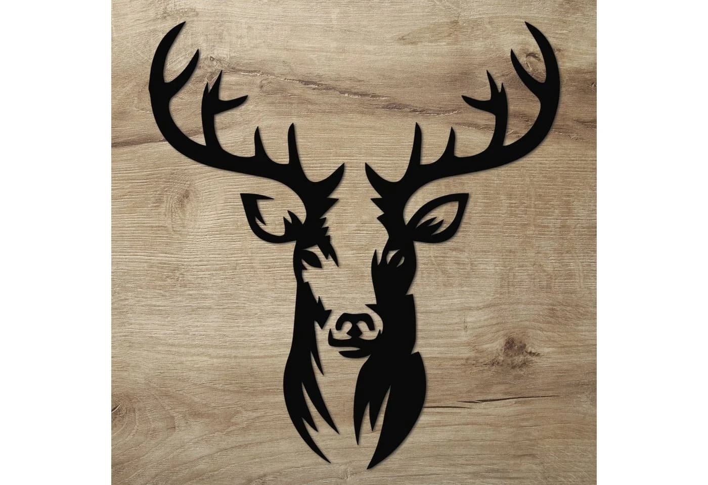 Namofactur Wanddekoobjekt XXL Hirsch Kopf Motiv Holz Deko Schwarz - Bild 2