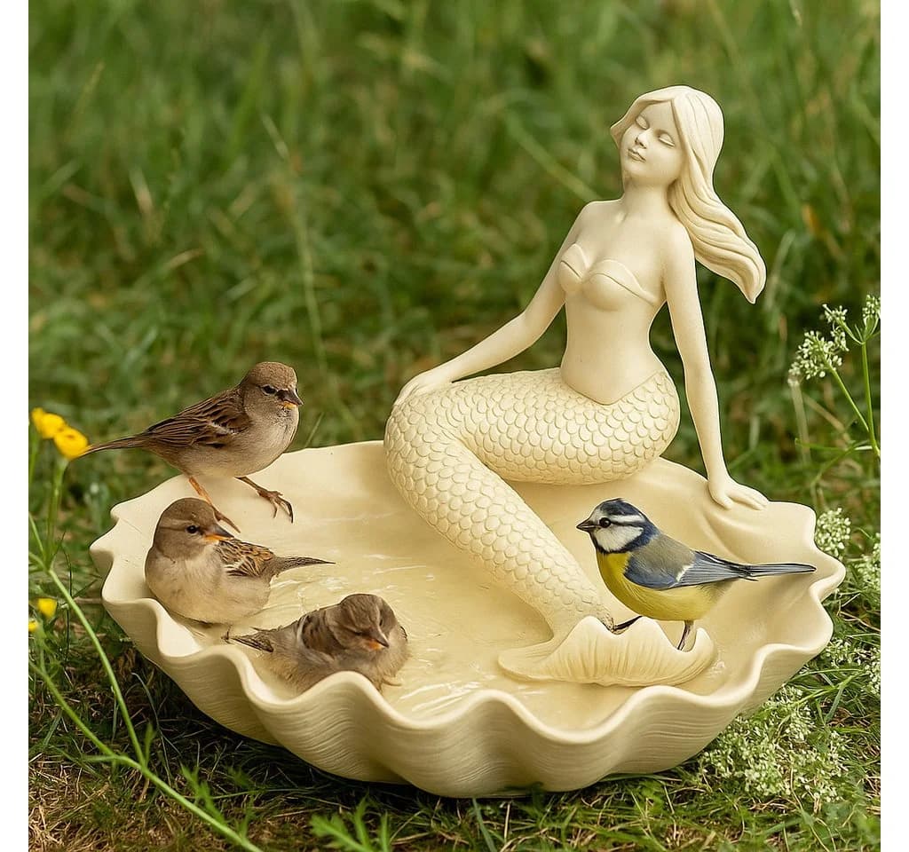 BOLTZE Vogeltränke Romantische 2er Set Meerjungfrauen Kunstharz Beige - Bild 5