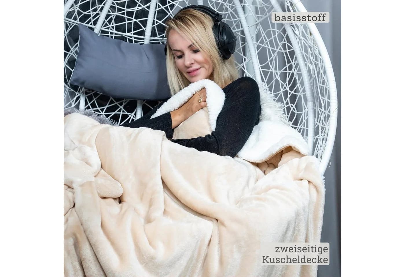 Basisstoff Wohndecke Cloudy Kuscheldecke mit Ecktasche Polyester - Bild 5