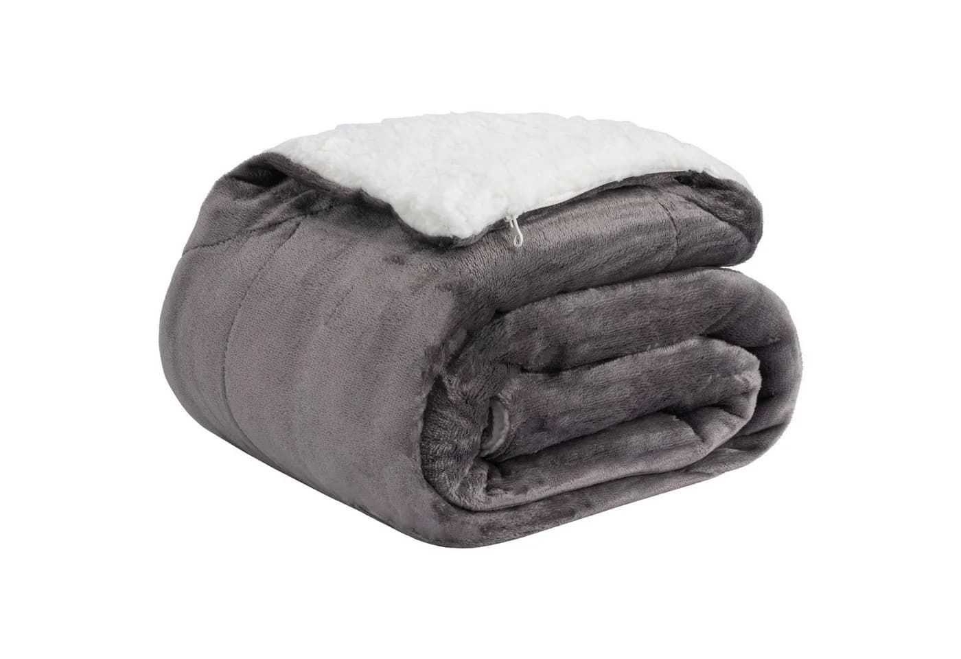 Wohndecke Cloudy Kuscheldecke warm Sherpa Couchdecke mit Ecktasche, Basisstoff - Bild 2