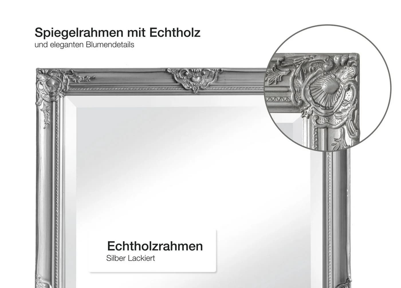 LC Home Wandspiegel Barock Silber XL Ganzkörperspiegel - Bild 5