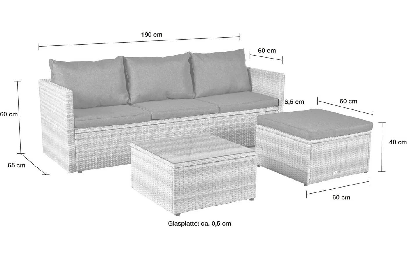 LC Garden Eckbankgruppe Loungino Gartenset mit Tisch Grau/Weiß - Bild 4