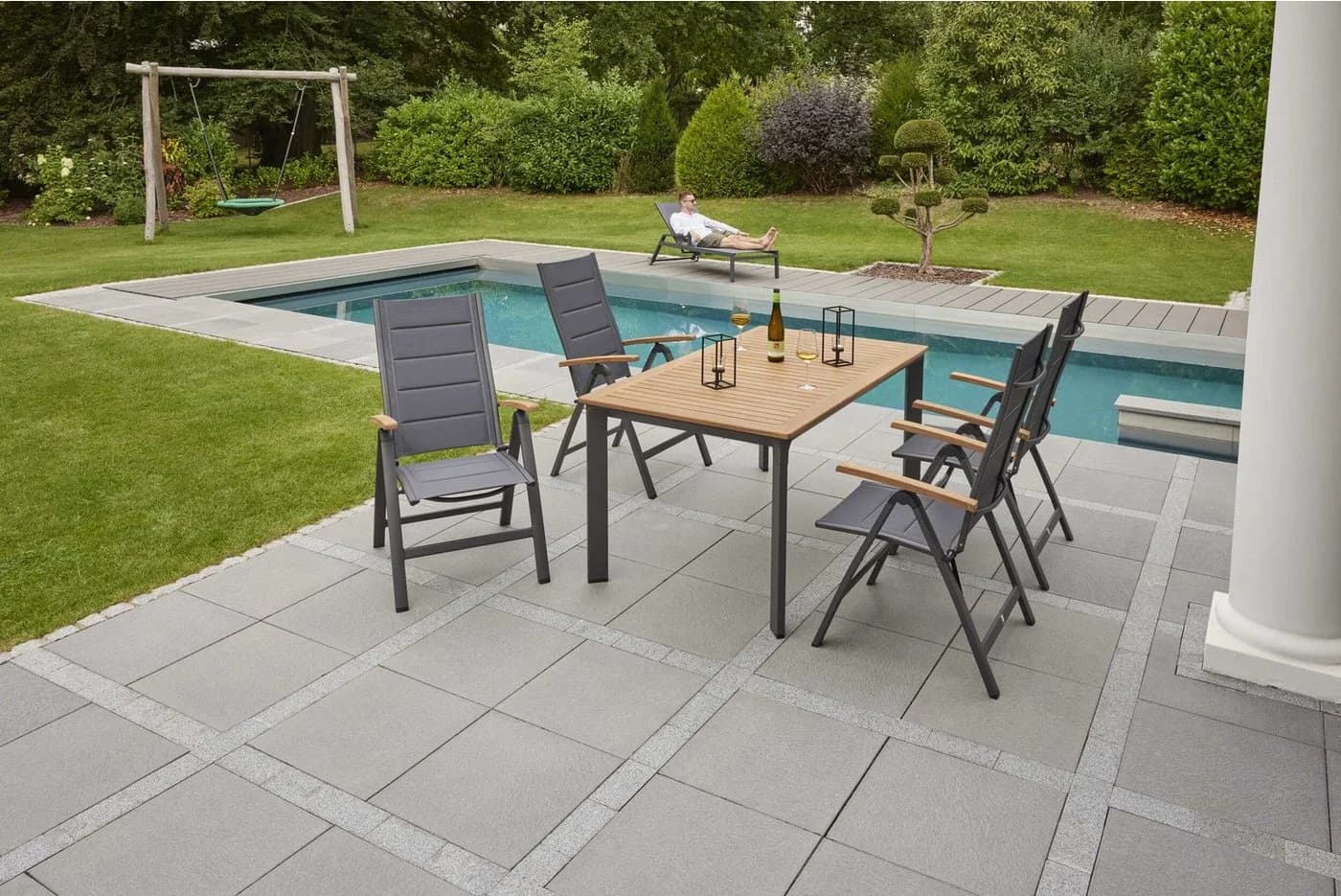 LC Garden Klappsessel Unicamo Anthrazit Aluminium