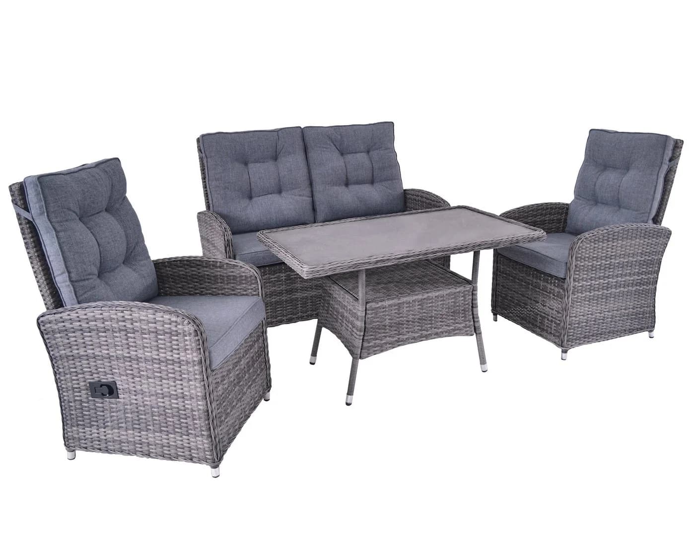 LC Garden Gartenlounge-Set Bailado 4-tlg. Grau Polyrattan Aluminium - Bild 2